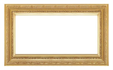 Beyaz arkaplanda izole edilmiş resimler, aynalar veya fotoğraf için altın çerçeve