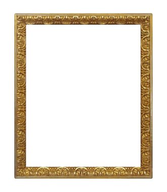 Beyaz arkaplanda izole edilmiş resimler, aynalar veya fotoğraf için altın çerçeve