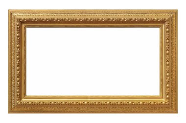 Beyaz arkaplanda izole edilmiş resimler, aynalar veya fotoğraf için altın çerçeve