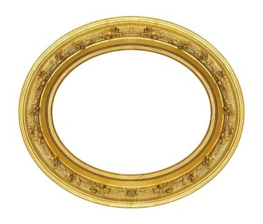 Beyaz arkaplanda izole edilmiş resimler, aynalar veya fotoğraf için altın çerçeve