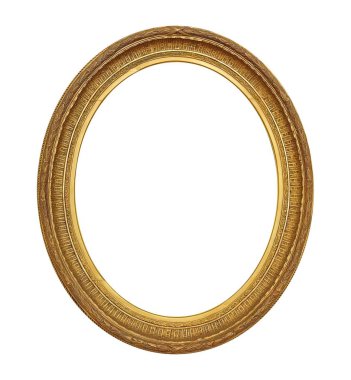 Beyaz arkaplanda izole edilmiş resimler, aynalar veya fotoğraf için altın çerçeve