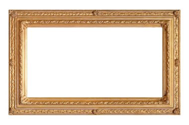 Beyaz arkaplanda izole edilmiş resimler, aynalar veya fotoğraf için altın çerçeve