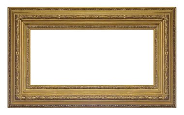 Beyaz arkaplanda izole edilmiş resimler, aynalar veya fotoğraf için altın çerçeve