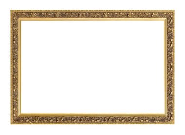 Beyaz arkaplanda izole edilmiş resimler, aynalar veya fotoğraf için altın çerçeve
