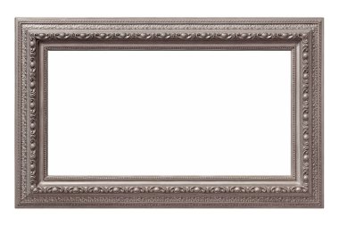 Beyaz arkaplanda izole edilmiş resimler, aynalar veya fotoğraf için panoramik gümüş çerçeve