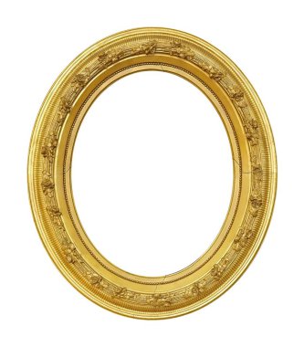 Beyaz arkaplanda izole edilmiş resimler, aynalar veya fotoğraf için altın çerçeve