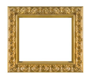 Beyaz arkaplanda izole edilmiş resimler, aynalar veya fotoğraf için altın çerçeve