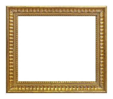 Beyaz arkaplanda izole edilmiş resimler, aynalar veya fotoğraf için altın çerçeve