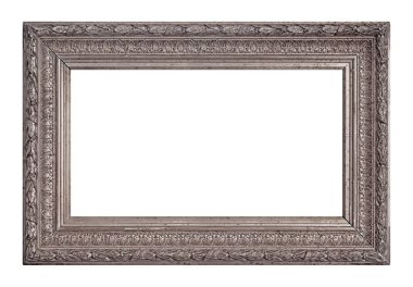 Beyaz arkaplanda izole edilmiş resimler, aynalar veya fotoğraf için gümüş çerçeve
