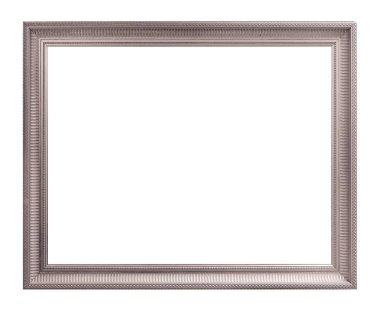 Beyaz arkaplanda izole edilmiş resimler, aynalar veya fotoğraf için gümüş çerçeve