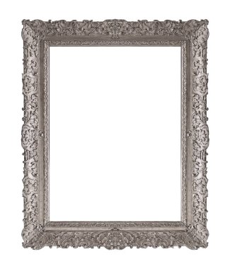Beyaz arkaplanda izole edilmiş resimler, aynalar veya fotoğraf için gümüş çerçeve