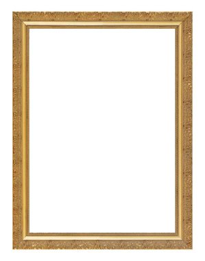 Beyaz arkaplanda izole edilmiş resimler, aynalar veya fotoğraf için altın çerçeve