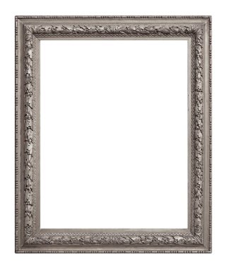 Beyaz arkaplanda izole edilmiş resimler, aynalar veya fotoğraf için gümüş çerçeve