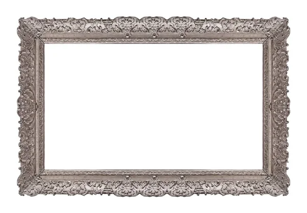 Panorama Silver Ram För Målningar Speglar Eller Foto Isolerad Vit — Stockfoto