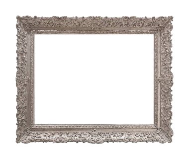 Beyaz arkaplanda izole edilmiş resimler, aynalar veya fotoğraf için gümüş çerçeve