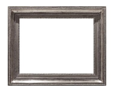 Beyaz arkaplanda izole edilmiş resimler, aynalar veya fotoğraf için gümüş çerçeve