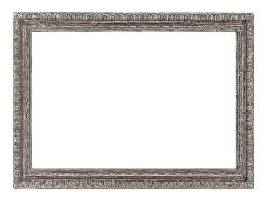 Beyaz arkaplanda izole edilmiş resimler, aynalar veya fotoğraf için gümüş çerçeve