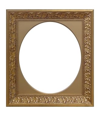 Beyaz arkaplanda izole edilmiş resimler, aynalar veya fotoğraf için altın çerçeve
