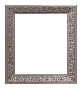 Beyaz arkaplanda izole edilmiş resimler, aynalar veya fotoğraf için gümüş çerçeve