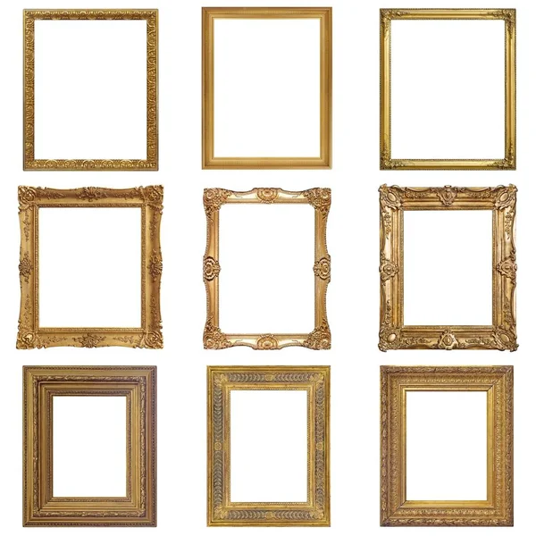 Set Gouden Frames Voor Foto Schilderijen Spiegels — Stockfoto