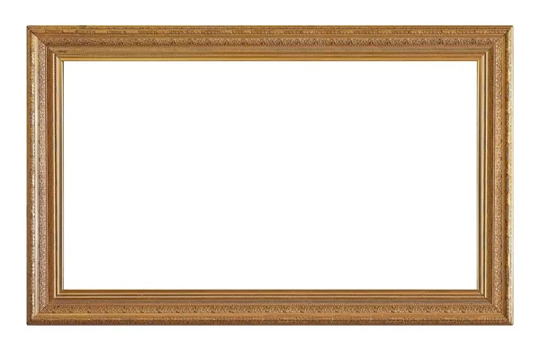 Panoramic Golden Frame Paintings Mirrors Photo Isolated White Background — Stock Photo, Image