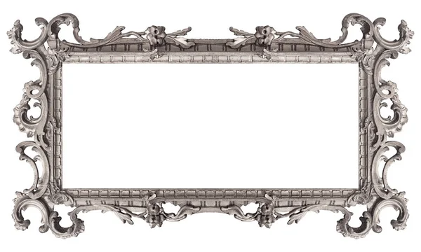 Cornice Panoramica Argento Quadri Specchi Foto Isolate Sfondo Bianco Elemento — Foto Stock