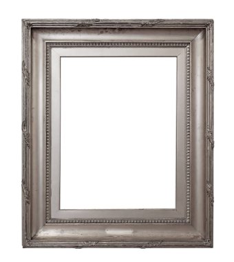 Beyaz arkaplanda izole edilmiş resimler, aynalar veya fotoğraf için gümüş çerçeve