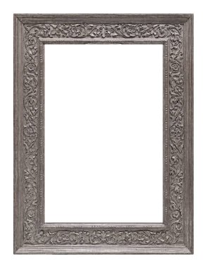 Beyaz arkaplanda izole edilmiş resimler, aynalar veya fotoğraf için gümüş çerçeve