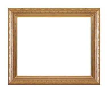 Beyaz arkaplanda izole edilmiş resimler, aynalar veya fotoğraf için altın çerçeve