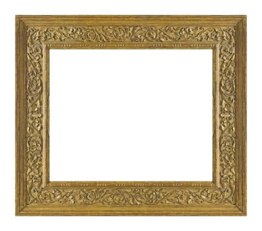 Beyaz arkaplanda izole edilmiş resimler, aynalar veya fotoğraf için altın çerçeve