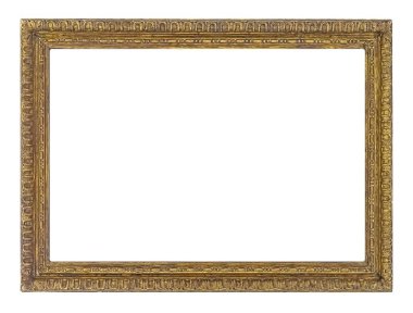 Beyaz arkaplanda izole edilmiş resimler, aynalar veya fotoğraf için altın çerçeve