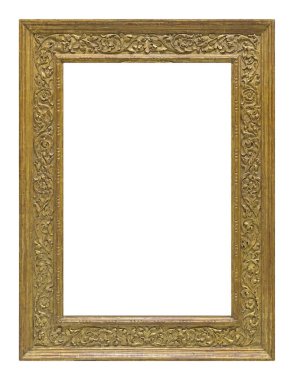Beyaz arkaplanda izole edilmiş resimler, aynalar veya fotoğraf için altın çerçeve