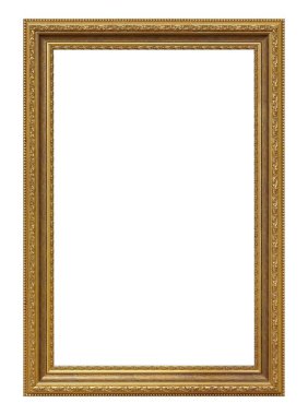 Beyaz arkaplanda izole edilmiş resimler, aynalar veya fotoğraf için altın çerçeve