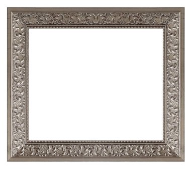 Beyaz arkaplanda izole edilmiş resimler, aynalar veya fotoğraf için gümüş çerçeve