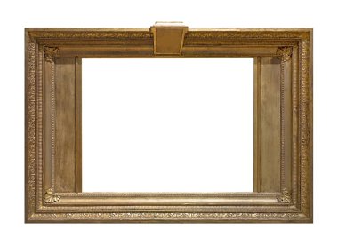 Beyaz arkaplanda izole edilmiş resimler, aynalar veya fotoğraf için altın çerçeve