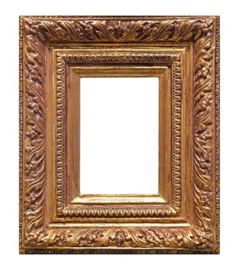 Beyaz arkaplanda izole edilmiş resimler, aynalar veya fotoğraf için altın çerçeve