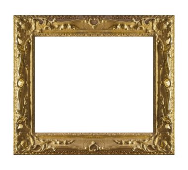 Beyaz arkaplanda izole edilmiş resimler, aynalar veya fotoğraf için altın çerçeve