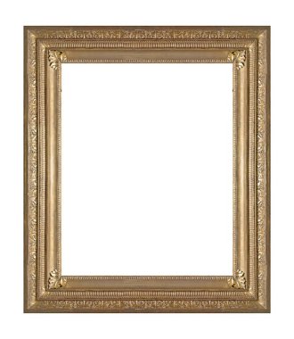 Beyaz arkaplanda izole edilmiş resimler, aynalar veya fotoğraf için altın çerçeve