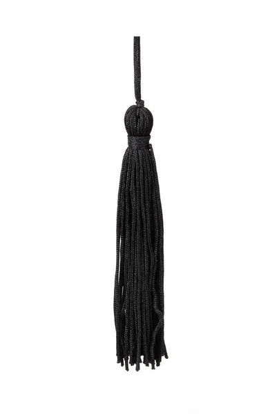 Black Silk Tassel Isolated White Background Creating Graphic Concepts — Stock Photo, Image