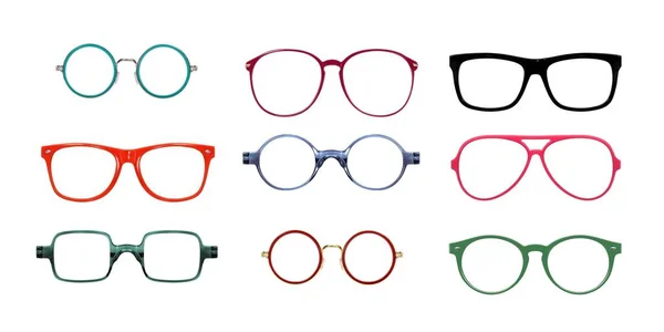 Conjunto Óculos Isolados Fundo Branco Para Aplicação Retrato — Fotografia de Stock