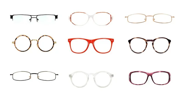 Set Gafas Aisladas Sobre Fondo Blanco Para Aplicar Sobre Retrato — Foto de Stock