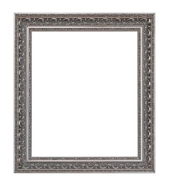 Beyaz arkaplanda izole edilmiş resimler, aynalar veya fotoğraf için gümüş çerçeve