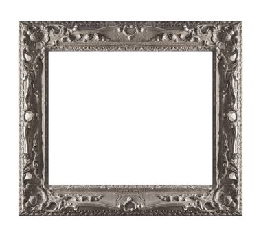 Beyaz arkaplanda izole edilmiş resimler, aynalar veya fotoğraf için gümüş çerçeve