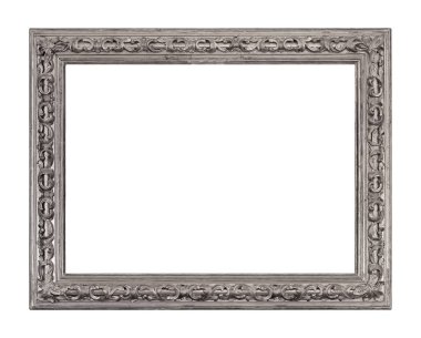 Beyaz arkaplanda izole edilmiş resimler, aynalar veya fotoğraf için gümüş çerçeve