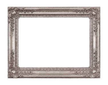 Beyaz arkaplanda izole edilmiş resimler, aynalar veya fotoğraf için gümüş çerçeve