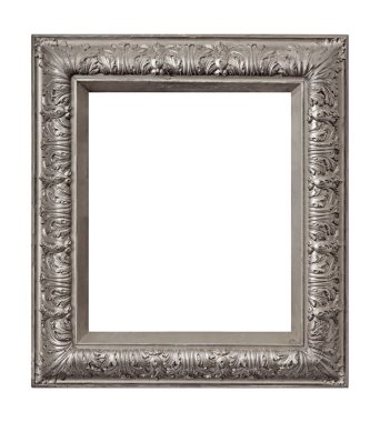 Beyaz arkaplanda izole edilmiş resimler, aynalar veya fotoğraf için gümüş çerçeve