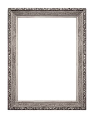 Beyaz arkaplanda izole edilmiş resimler, aynalar veya fotoğraf için gümüş çerçeve
