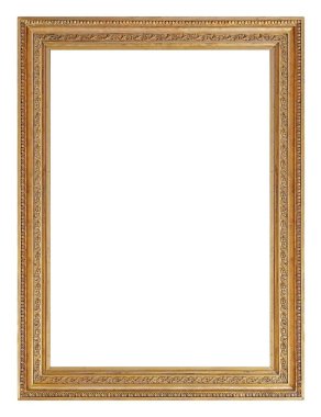 Beyaz arkaplanda izole edilmiş resimler, aynalar veya fotoğraf için altın çerçeve