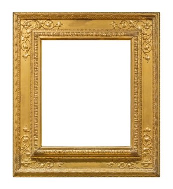 Beyaz arkaplanda izole edilmiş resimler, aynalar veya fotoğraf için altın çerçeve