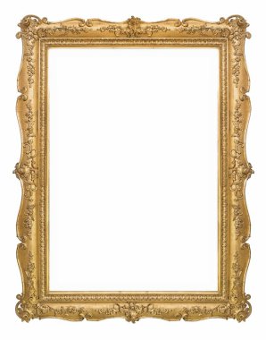 Golden frame for paintings, mirrors or photo isolated on white background clipart